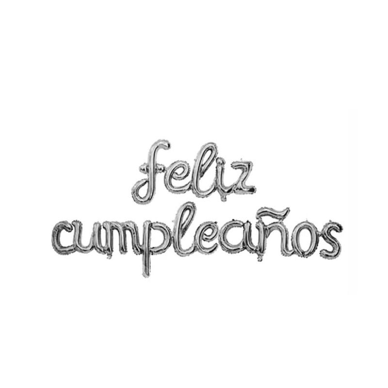 GENERICO - Globo Feliz Cumpleaños Plateado 16 Pulgadas 1set