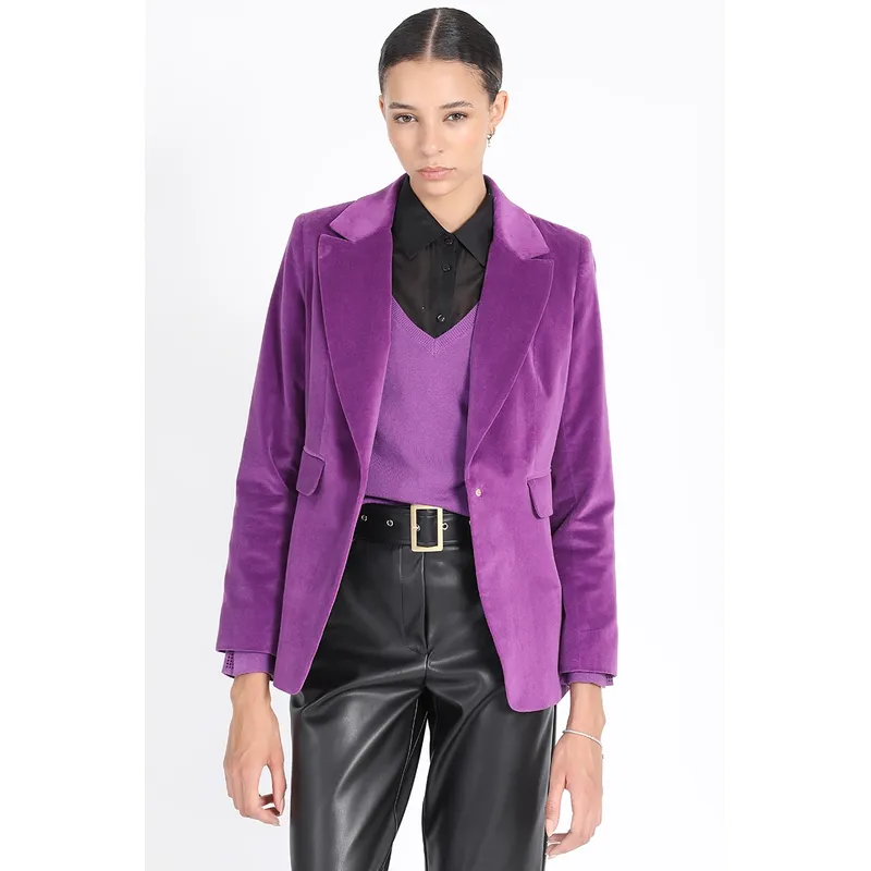 LIOLA - Blazer Entallado Terciopelo Violeta Liola