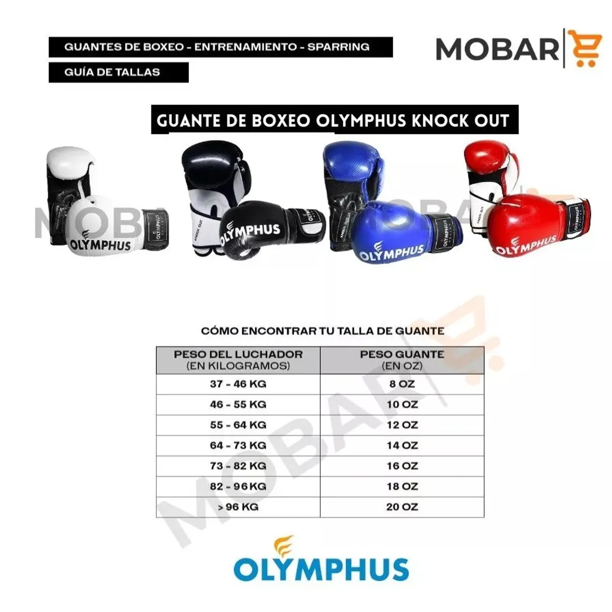 OLYMPUS - Guantes Boxeo Olymphus Knock Out Competencia Gama Semi Pro