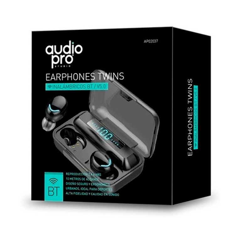 AUDIOPRO - AUDIFONOS BT 5.0 MANOS LIBRES, TOUCH POWER BANK AUDIOPRO AP02037BK