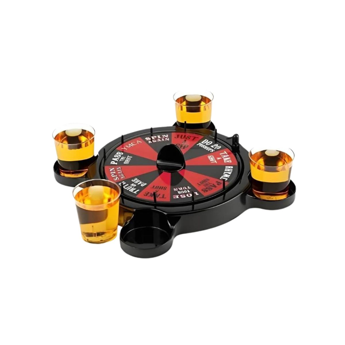 GENERICO - Juego De La Ruleta Retos Shots + 4 Vasos Amigos Bar