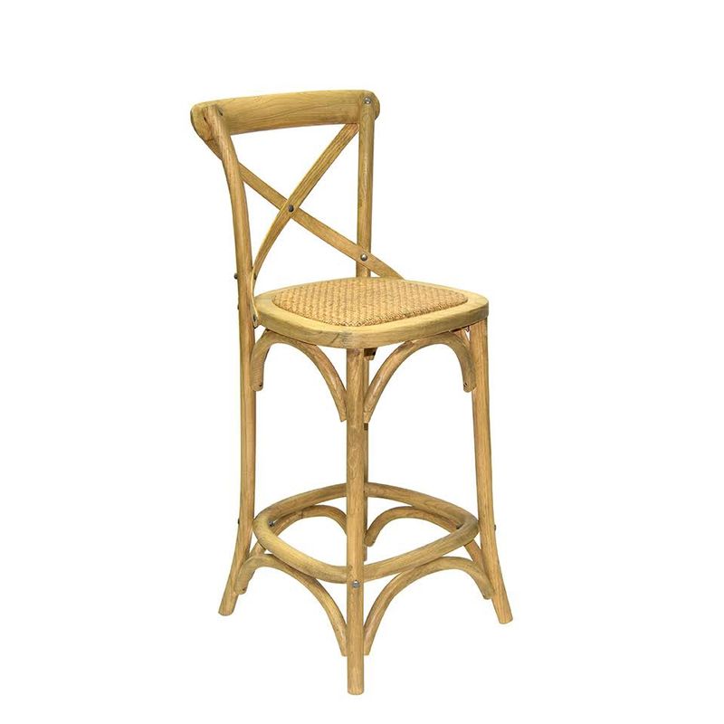 MEYA MUEBLES - Taburete Crossback madera y ratán color café.