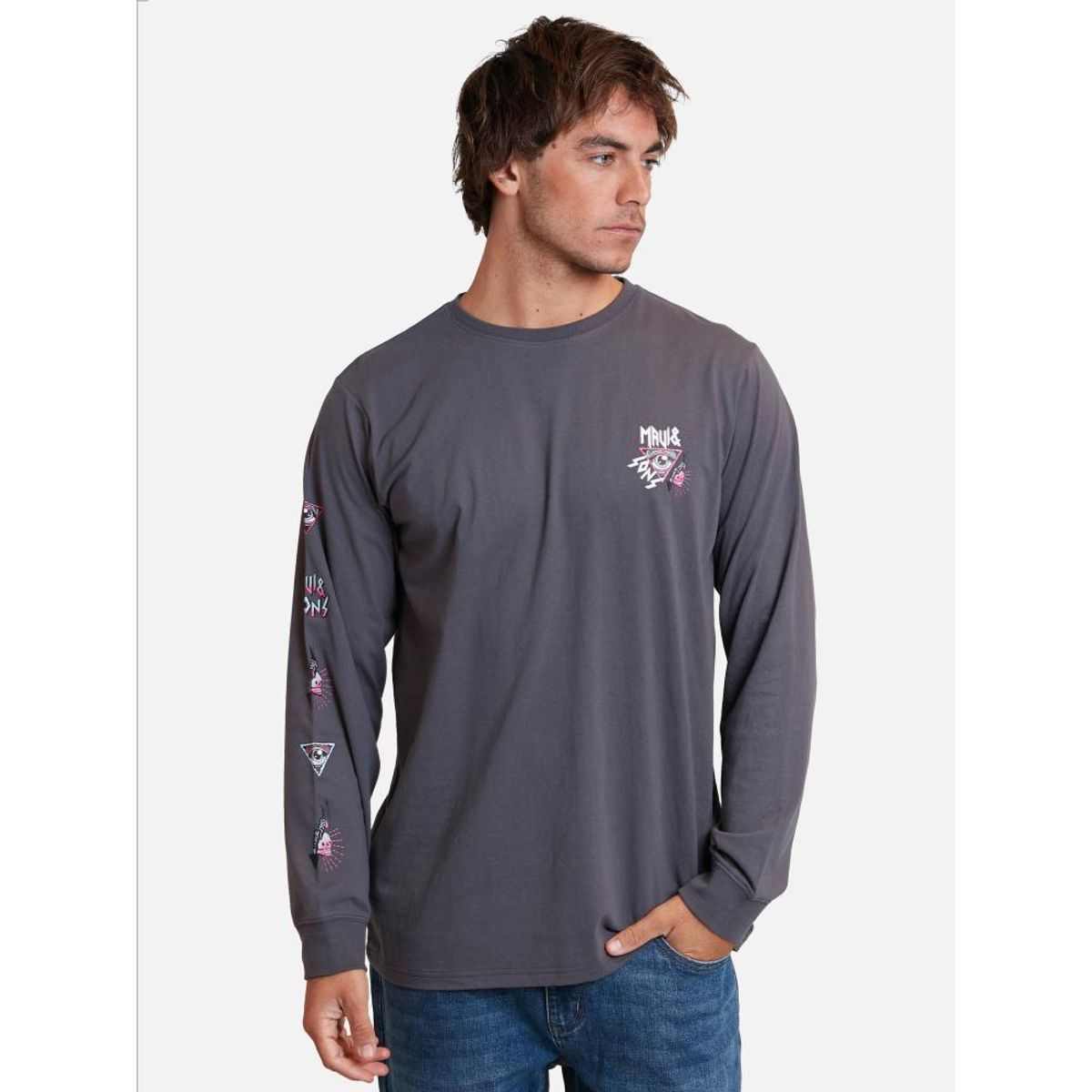 MAUI AND SONS - Polera Extraor Gris Oscuro Hombre Maui And Sons