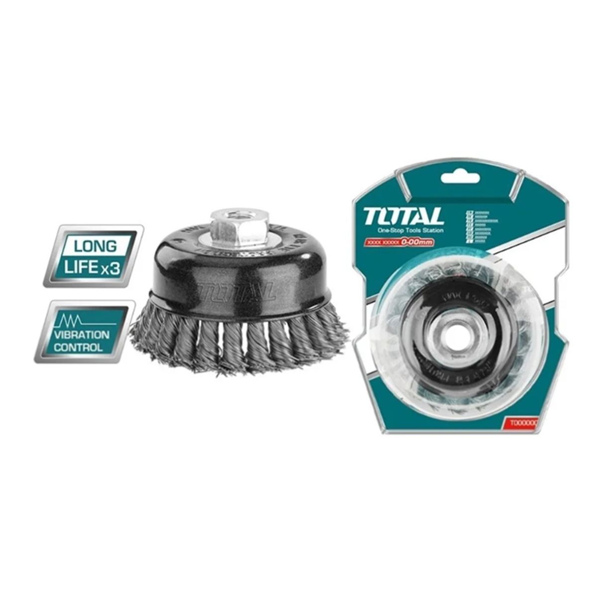TOTAL TOOLS - Escobilla Copa Trenzada Torcida 75mm Esmeril Total Tac32035