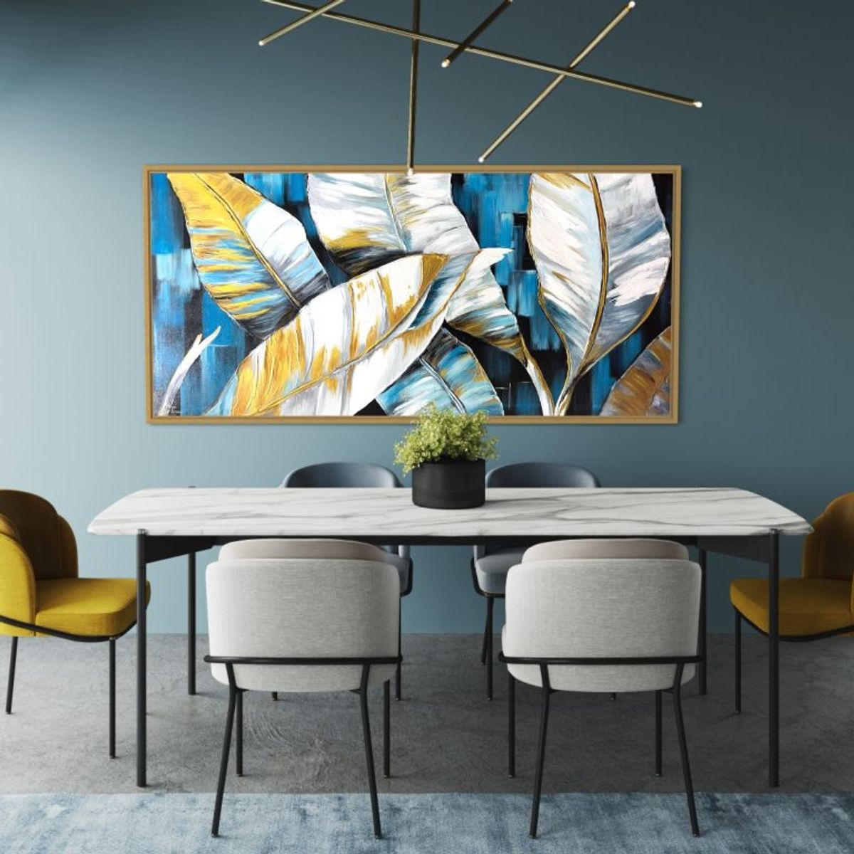 GENERICO - CUADRO PINTADO A MANO.160CM X 80CM PINTURA  ABSTRACTO ACRÍLICO HOJAS