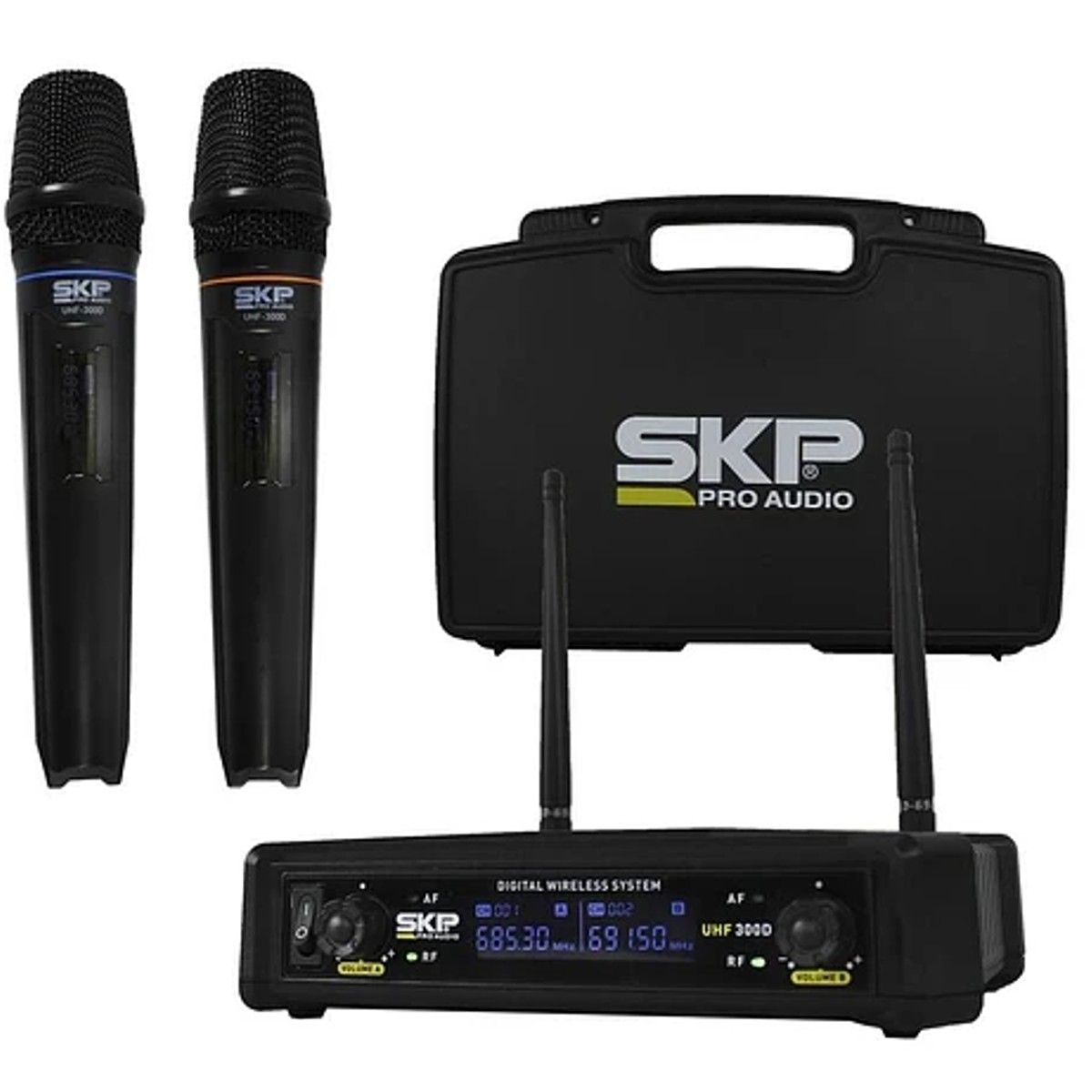 SKP - Pack 2 Micrófonos Dinamicos inalámbricos SKP UHF 300D
