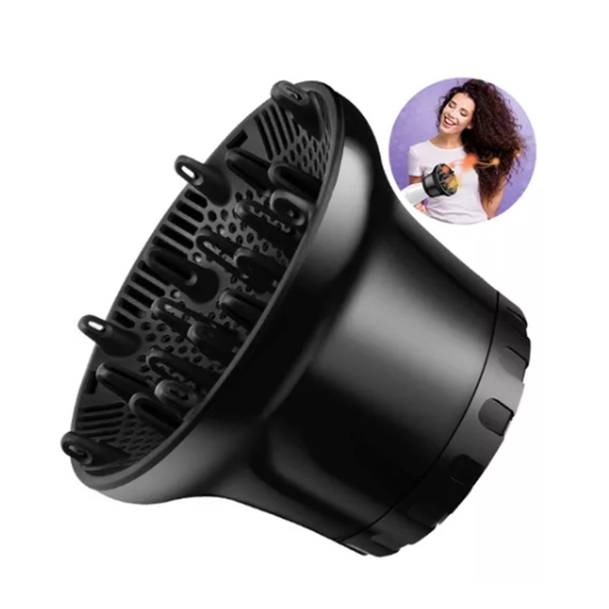 GENERICO - Difusor Silicona Universal Para Secador De Pelo NEGRO.
