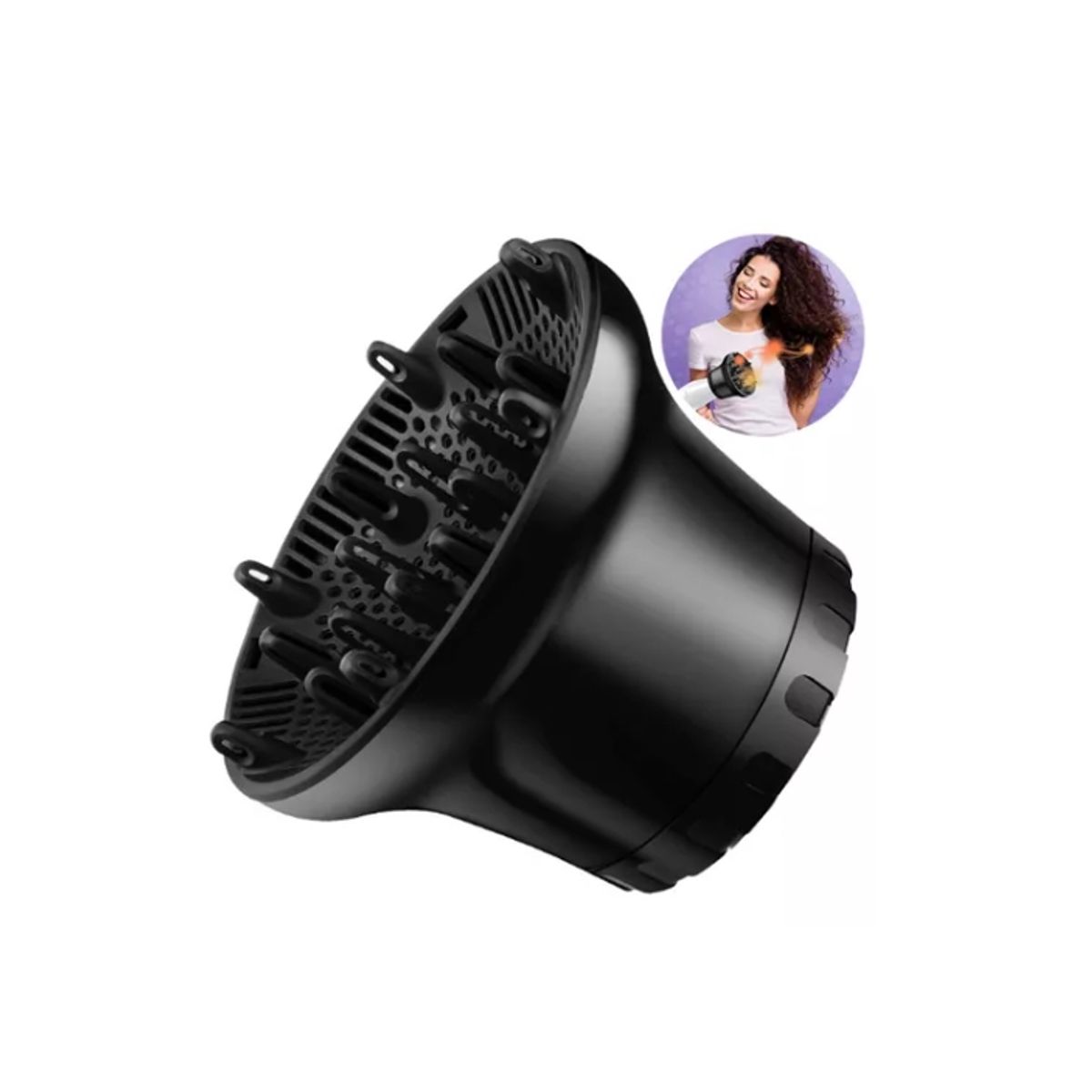 GENERICO - Difusor Silicona Universal Para Secador De Pelo NEGRO.