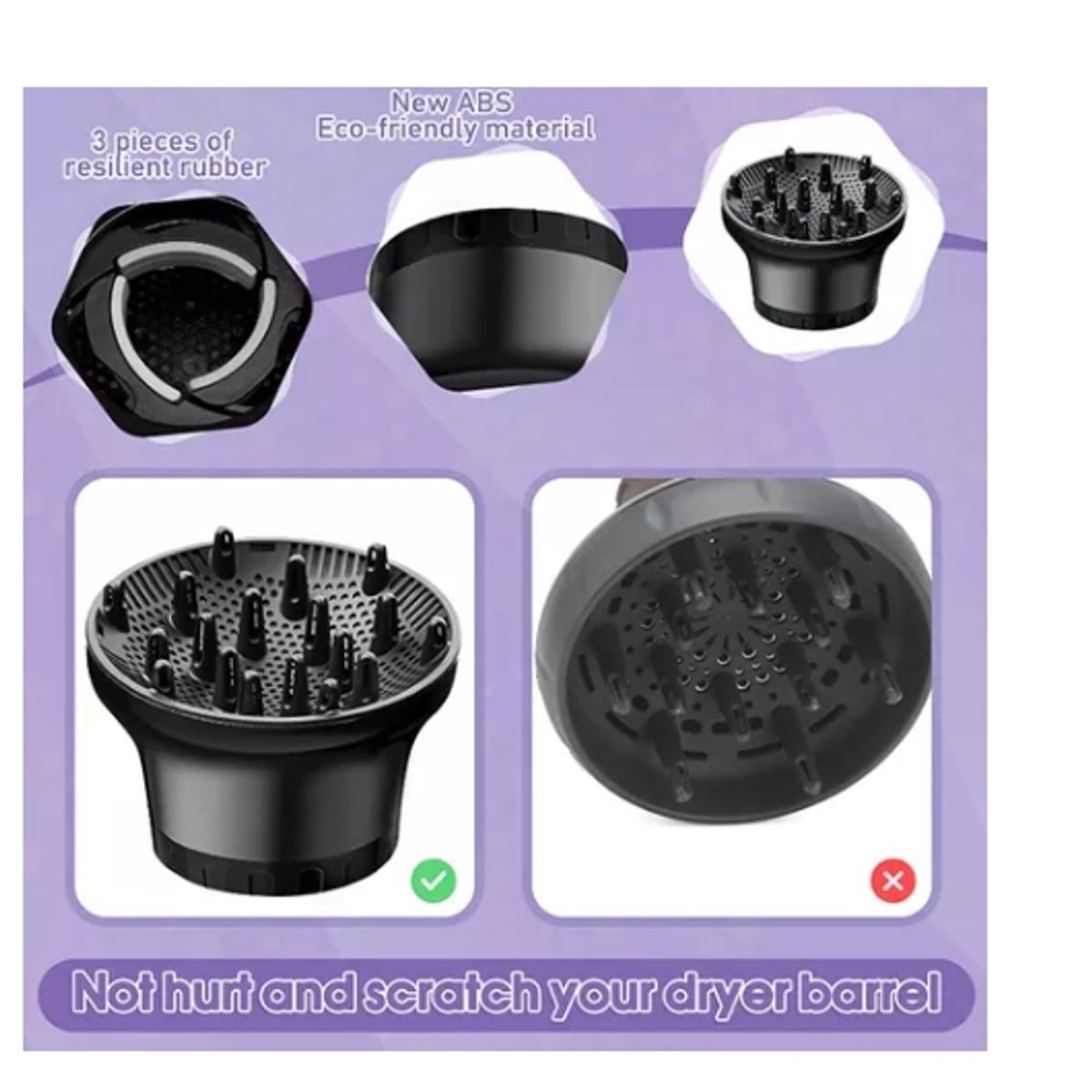 GENERICO - Difusor Silicona Universal Para Secador De Pelo NEGRO.