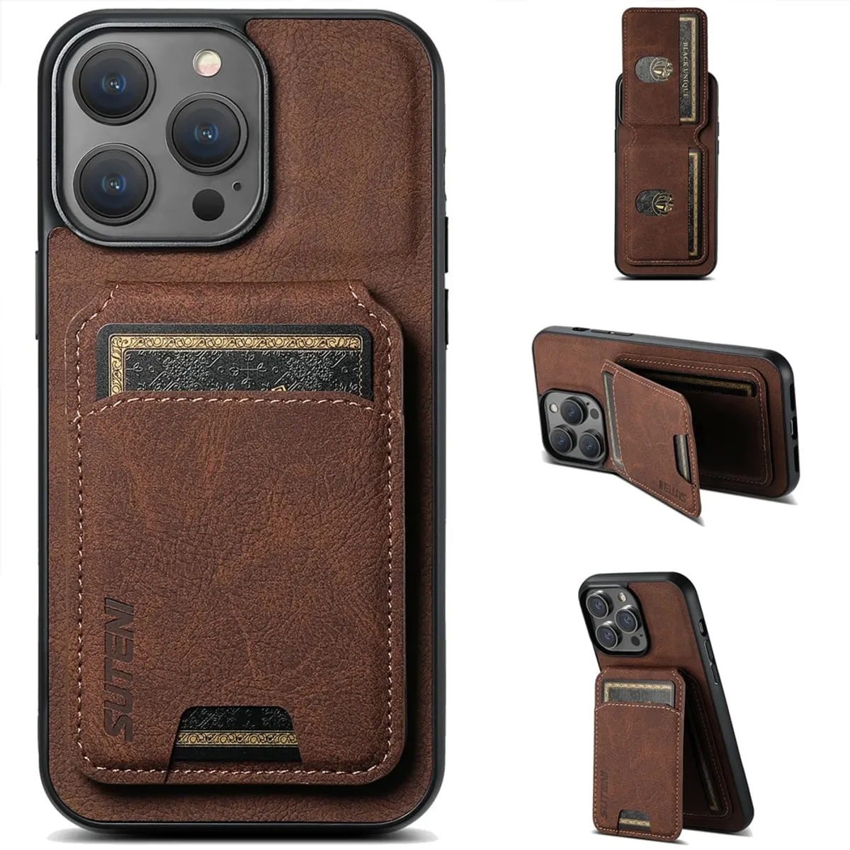 GENERICO - Carcasa Cuero Para iPhone 15 Pro Billetera