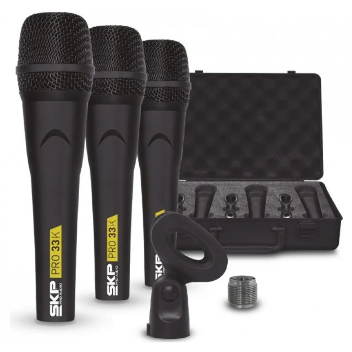 SKP - Kit 3 Microfonos Dinamicos Alambricos SKP PRO 33K