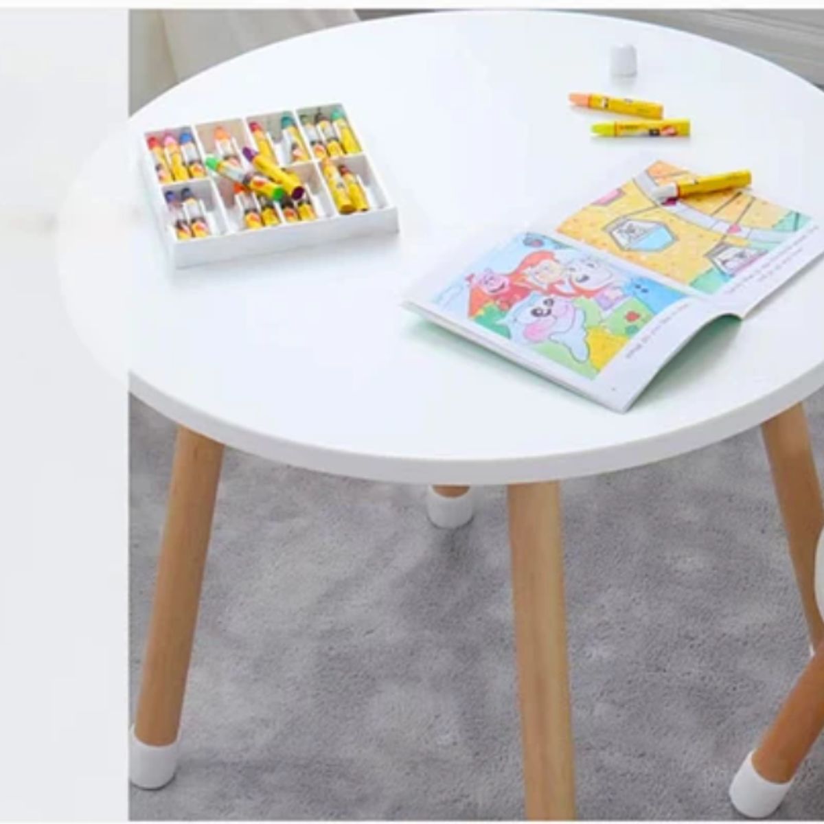 KIDSCOOL - MESA REDONDA MADERA BLANCA INFANTIL