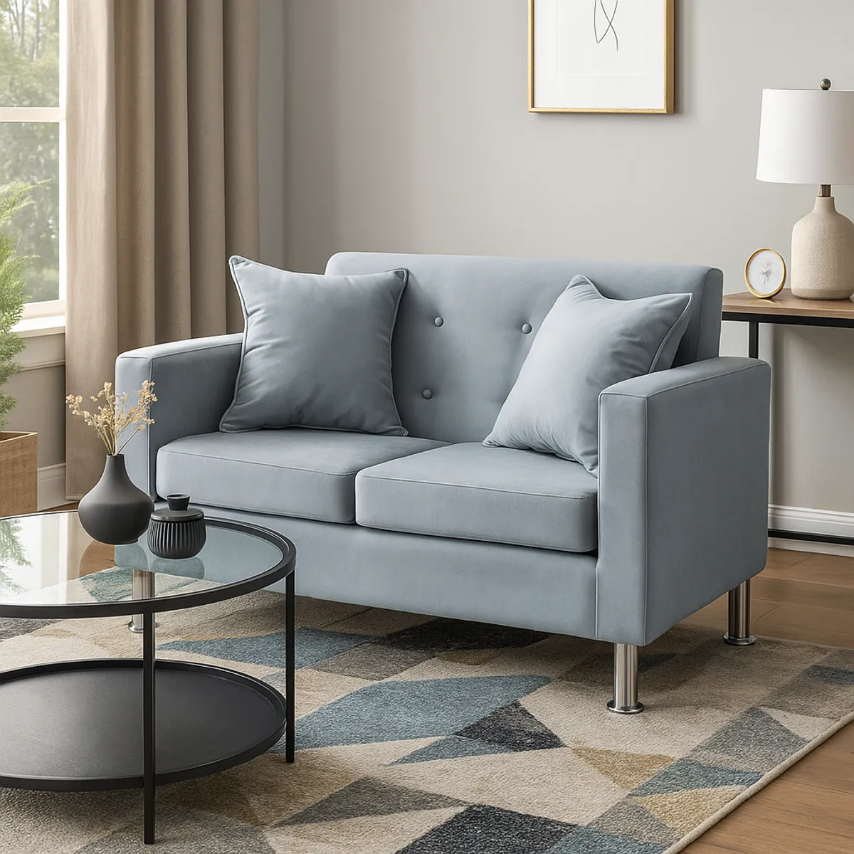 MBC - Sofá 2 Cuerpos New Mallorca Felpa Gris