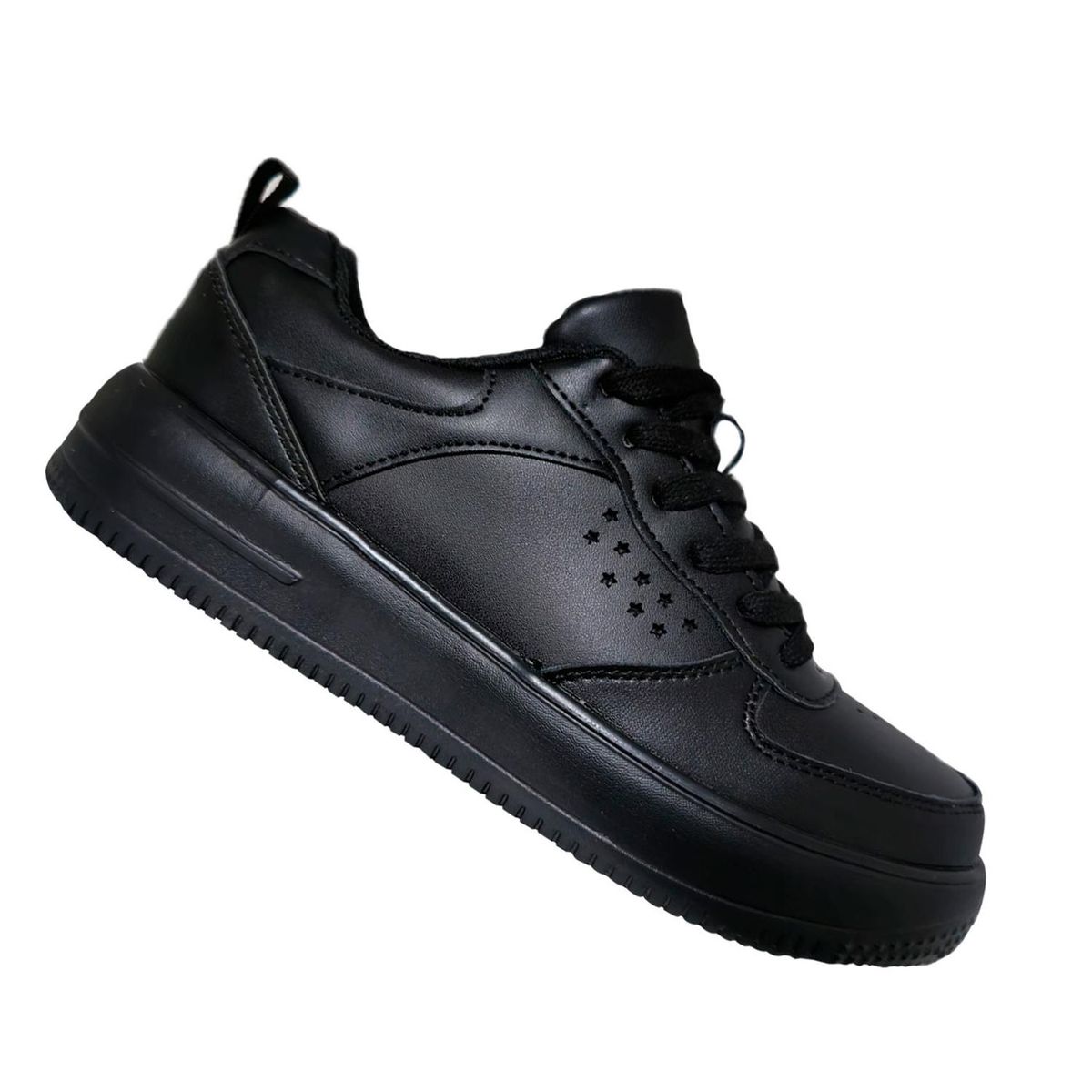 GENERICO - Zapatilla De Cuero Juvenil Temporada Escolar Negro 7503