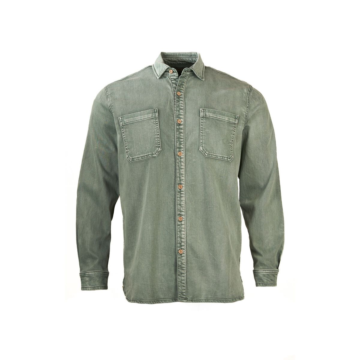ROCKFORD - Camisa Algodón Orgánico Hombre Denim Verde ROCKFORD