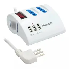 PHILCO - Extensión Alargador Escritorio De 3 Ac/usb 3.1 2043b