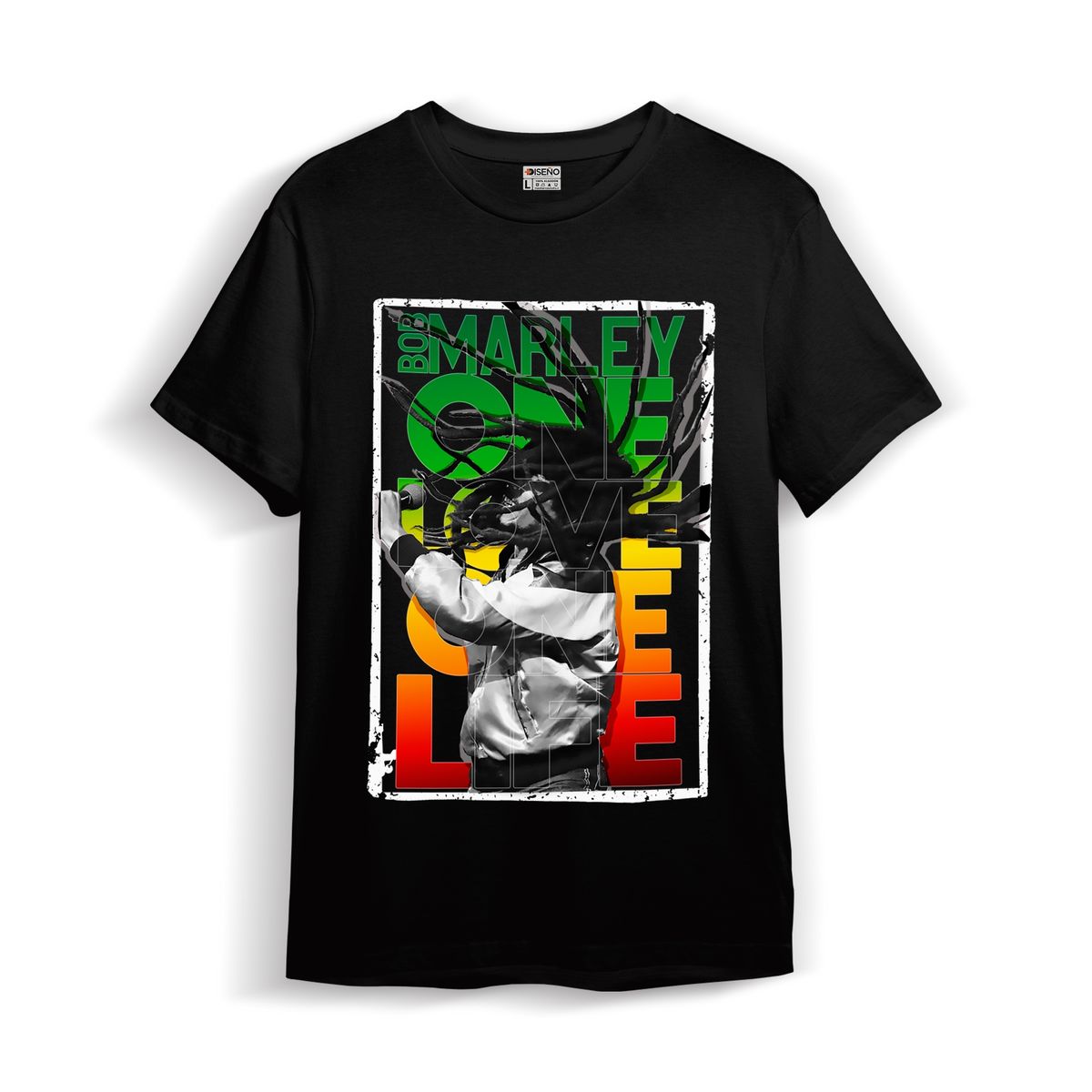 GENERICO - Polera Estampada Bob Marley One Love Rasta Reggae Music Peli