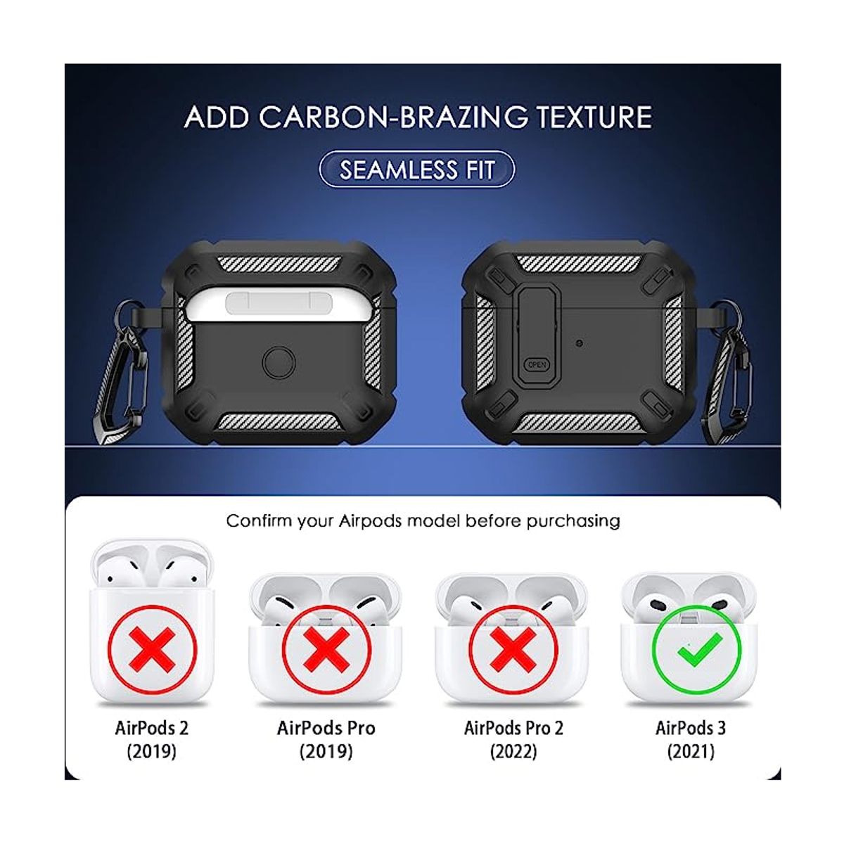 EON - Funda Para Airpods 3 Gen 2021 Silicona Fibra Rígida