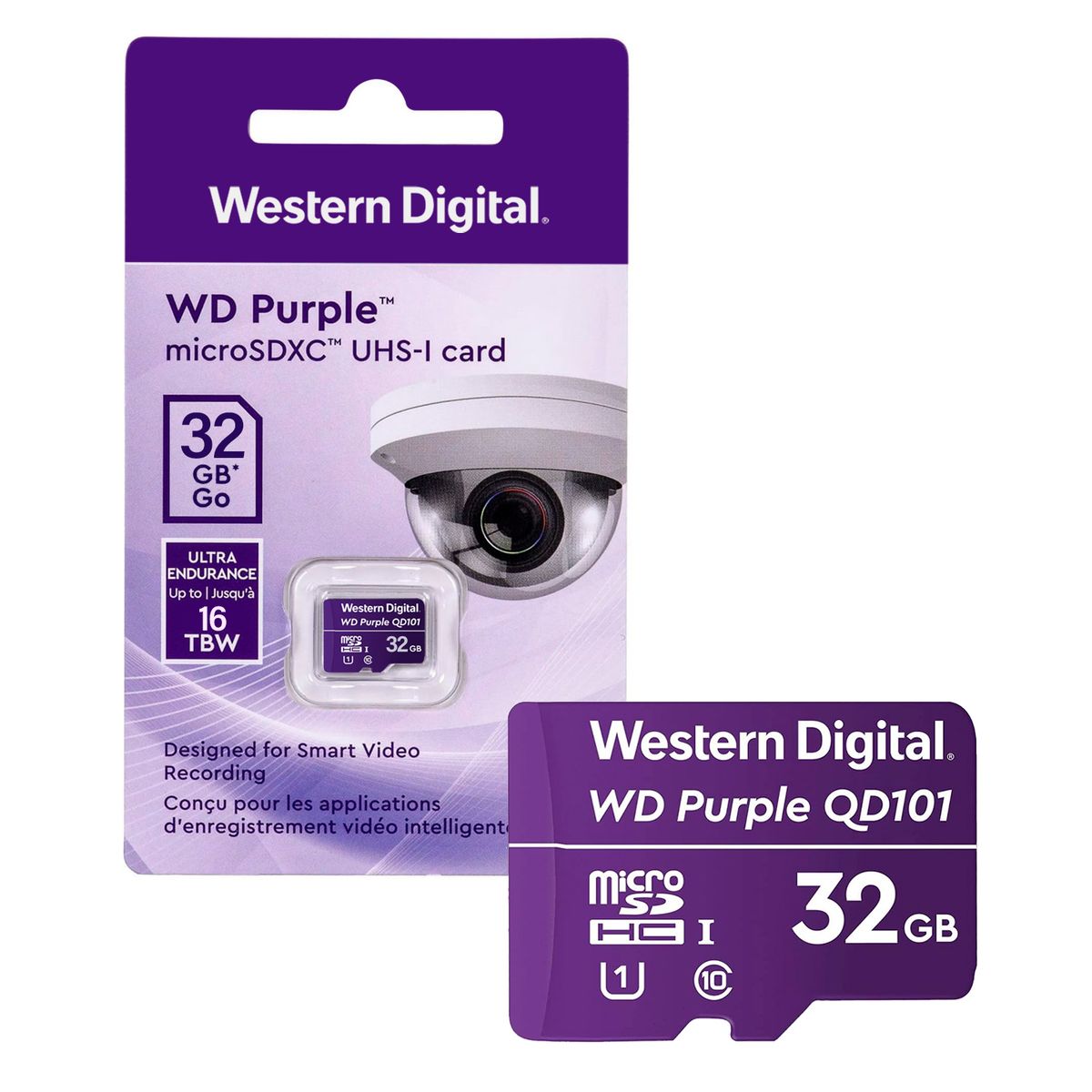 WESTERN DIGITAL - Tarjeta de Memoria MicroSD 32GB WD Purple SDHC Clase 10 4K