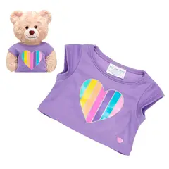 BUILD A BEAR - Polera Morada Con Corazones Arcoiris Build-A-Bear