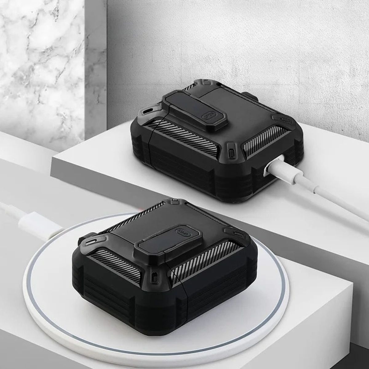 Carcasa Funda Silicona Fibra Para AirPods 1 Y 2 Generacion, marca EON - Foto 2