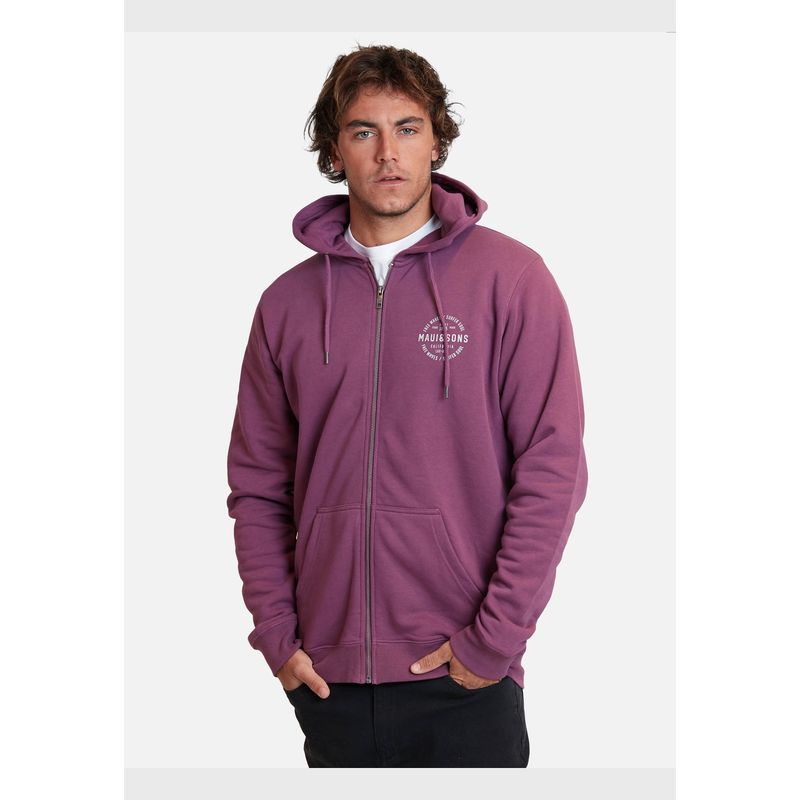 MAUI AND SONS - Poleron Fullzipper Free Waves Surfer Soul Hombre Burdeo Maui And Sons