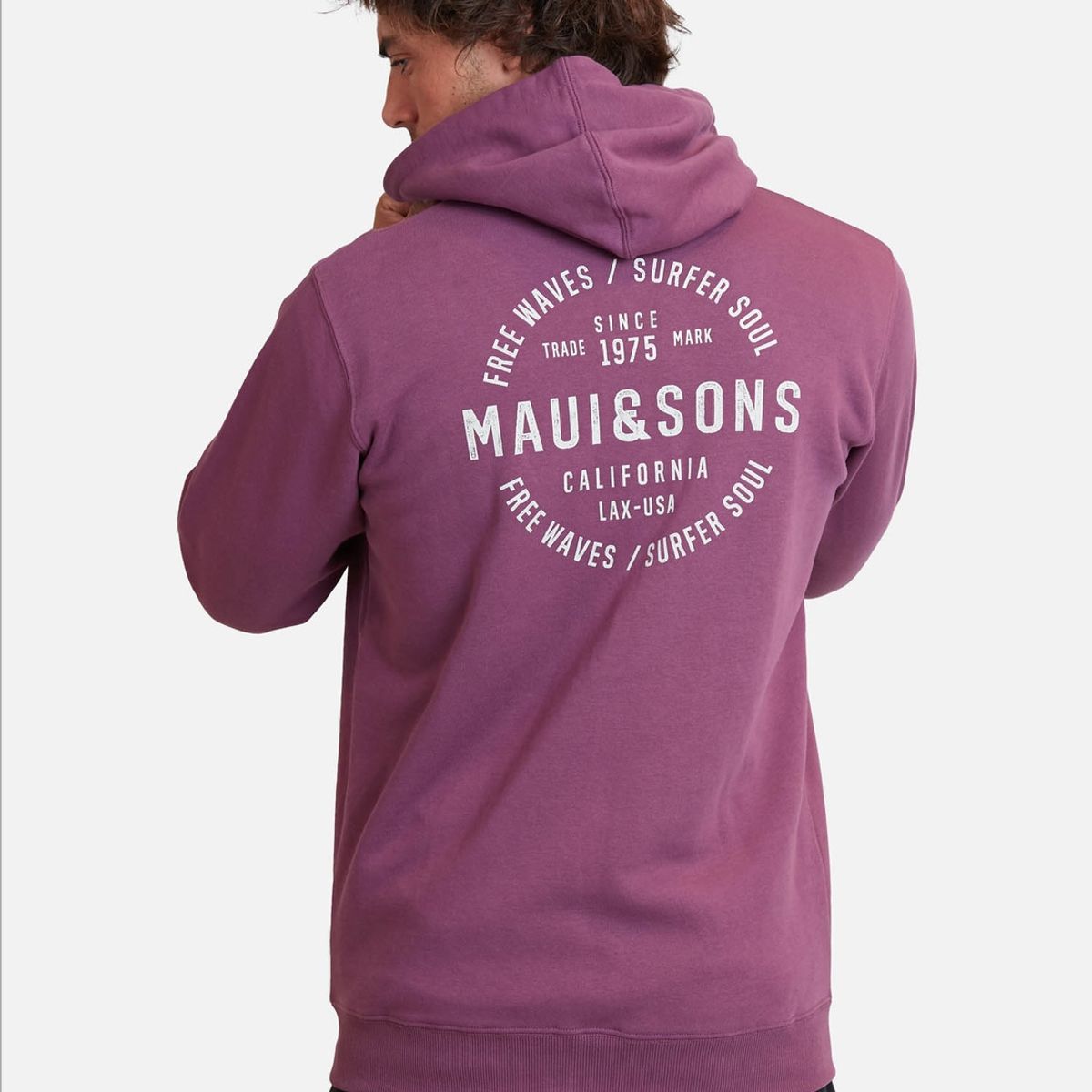 MAUI AND SONS - Poleron Fullzipper Free Waves Surfer Soul Hombre Burdeo Maui And Sons