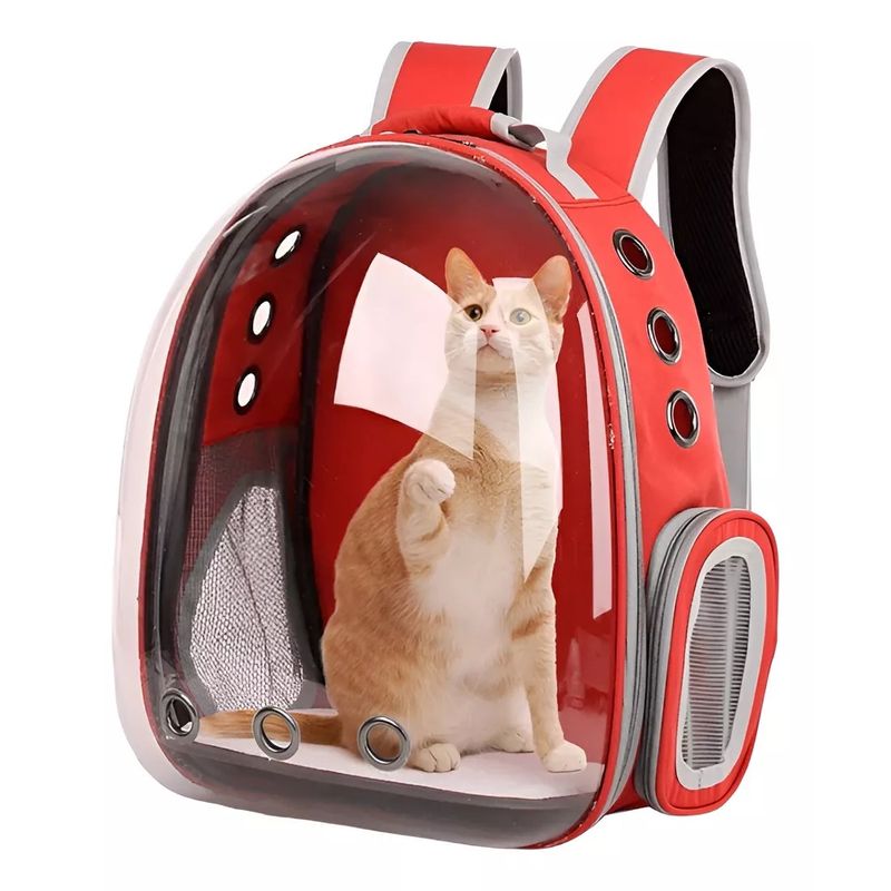 GENERICO - Mochila Gato Transportes Transparente Mascotas Gatos Bolso  Rojo