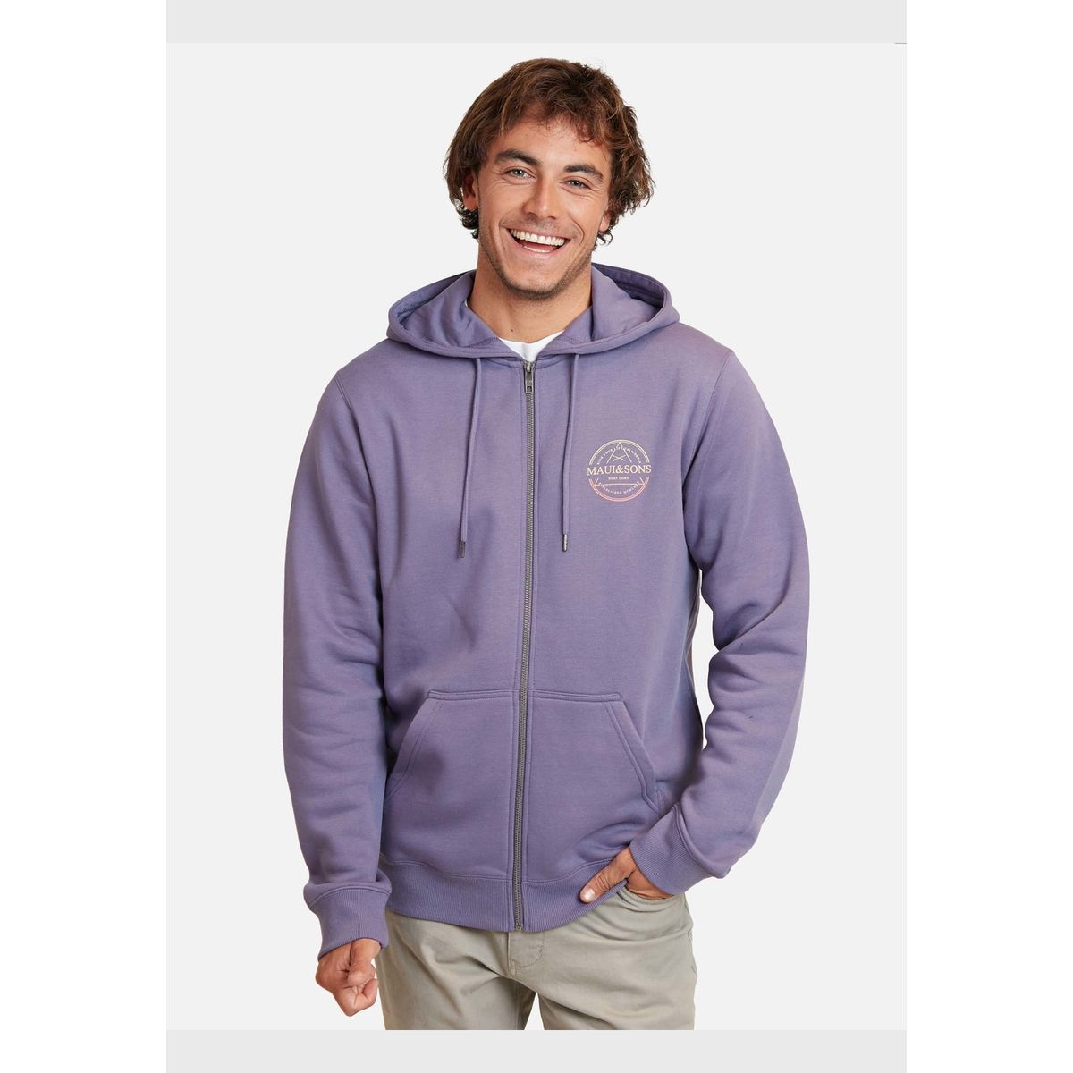 MAUI AND SONS - Poleron Fullzipper Established Mcmlx Hombre Morado Maui And Sons