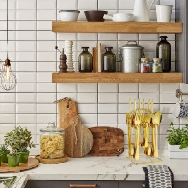 U BUY - Set De Cubiertos 24 Piezas Con Soporte De Exhibición- Color Dorado