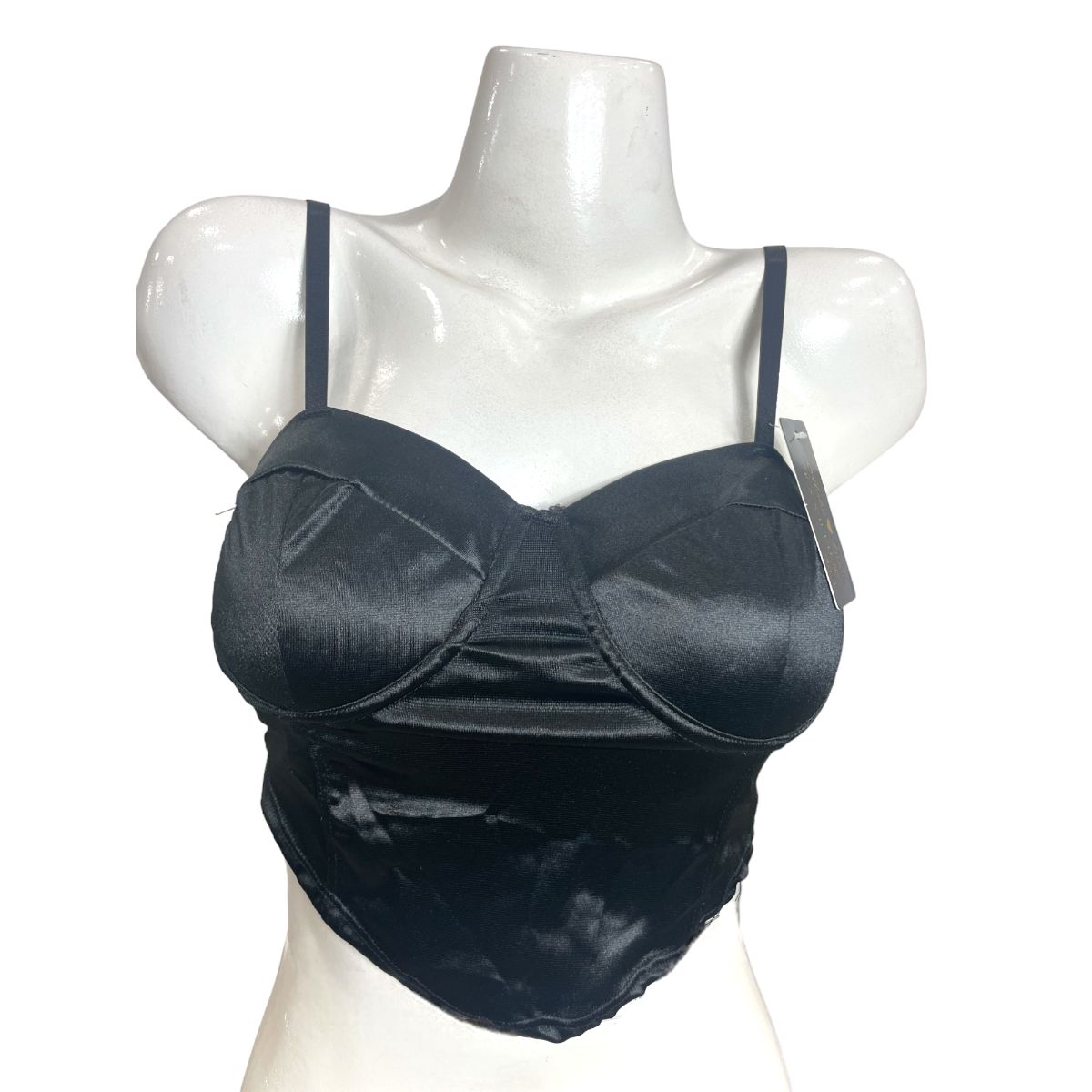 MEDIA LUNA - Crop Top Corto Diseño Tela Satinada