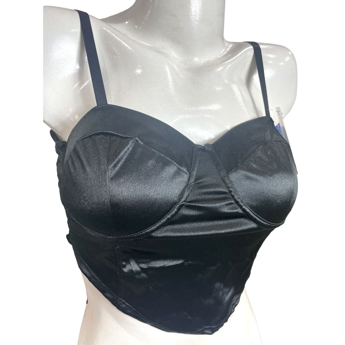 MEDIA LUNA - Crop Top Corto Diseño Tela Satinada