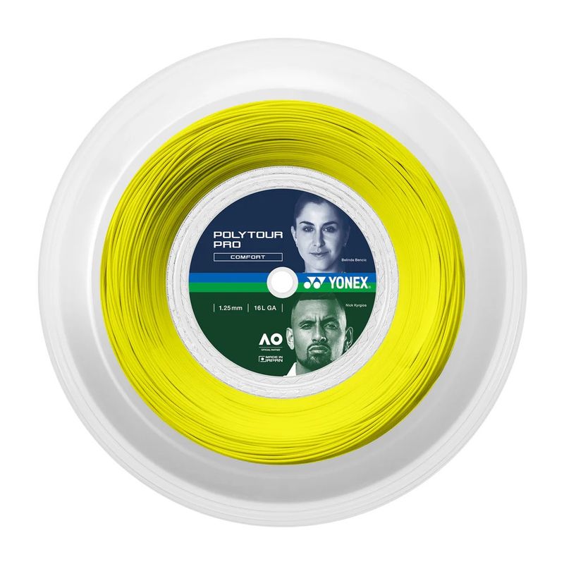 YONEX - CUERDA DE TENIS YONEX POLYTOUR PRO 16L/1.25MM AMARILLA 200 M