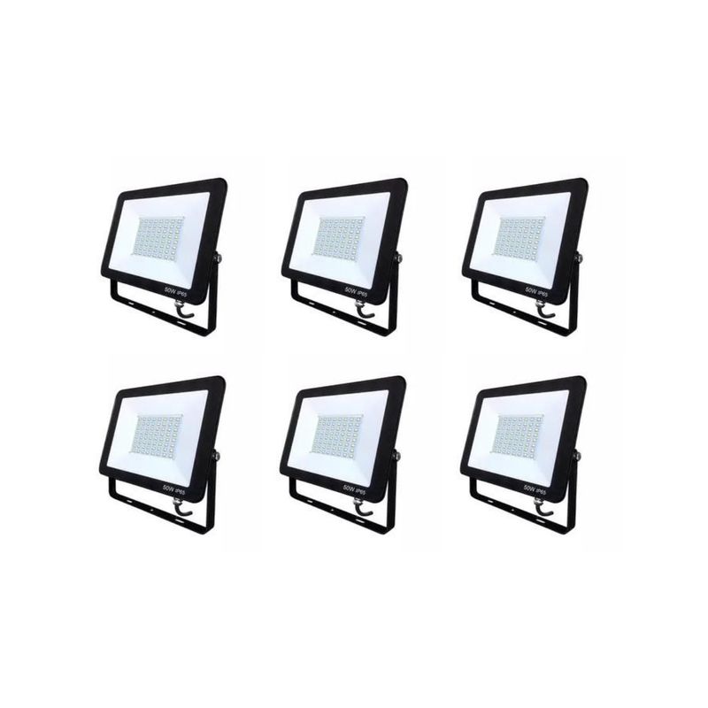 WANT - Pack X6 Foco Proyector Led 50w Exterior Seguridad Sec