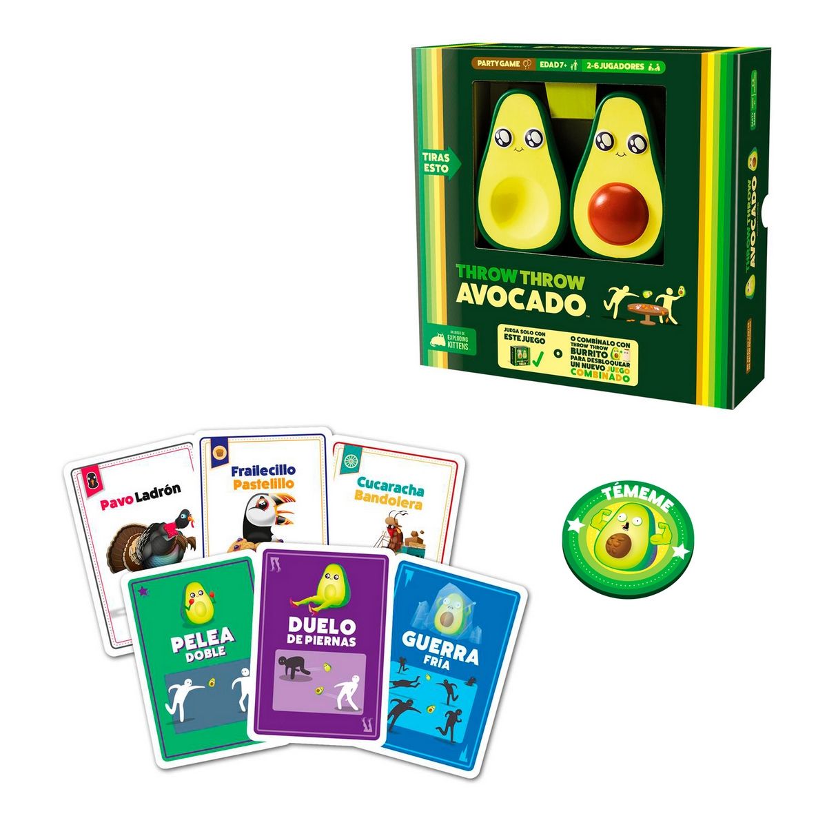 ANSALDO - Juego de mesa Throw Throw Avocado cartas y avocados blandos