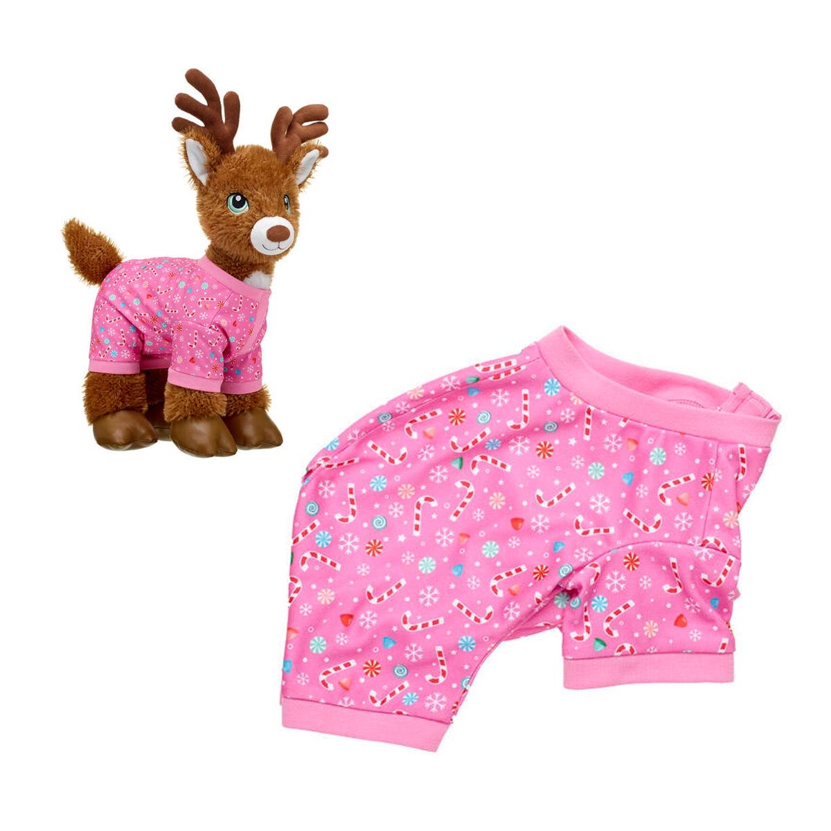 BUILD A BEAR - Pijama Build a Bear rosado dulces navideños para peluche