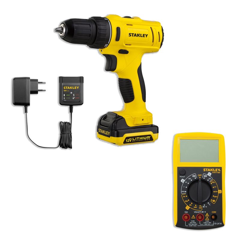 STANLEY - Kit Taladro Rotación 12V + Multímetro STANLEY SCD121S1-ELEC