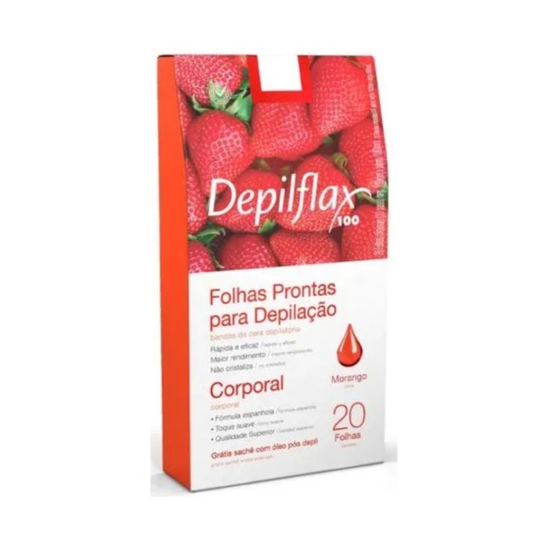 DEPILFLAX - Bandas de Cera Depilatoria 20 Bandas Fresa