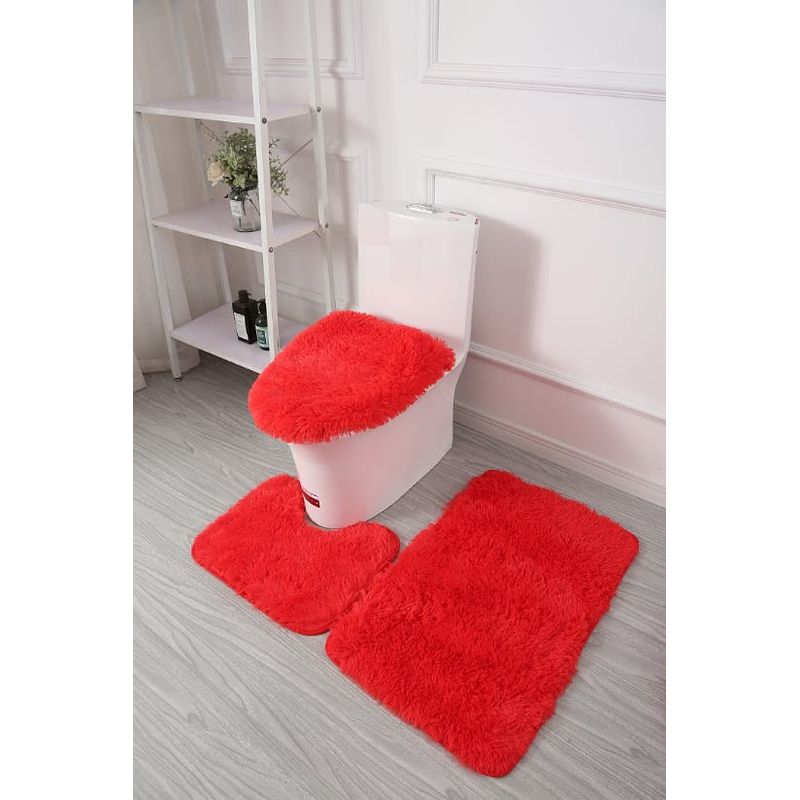 GENERICO - JUEGO DE BAÑO PELUDITOS DE COLOR 3 PIEZAS