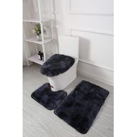 JUEGO DE BAÑO PELUDITOS DE COLOR NEGRO 3 PIEZAS