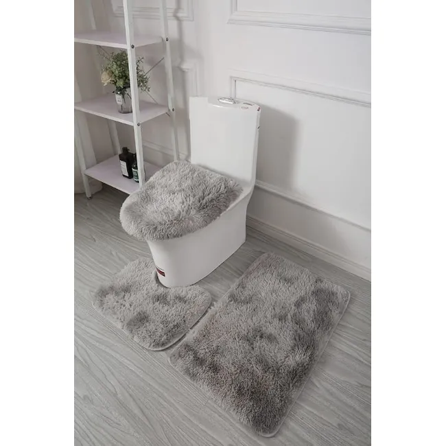 GENERICO - JUEGO DE BAÑO PELUDITOS DE COLOR GRIS 3 PIEZAS