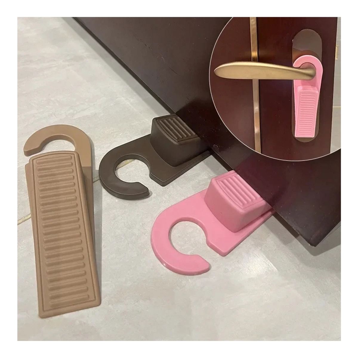 GENERICO - Set 2 Topes Para Puertas A Piso Tipo Cuña Traba Puerta