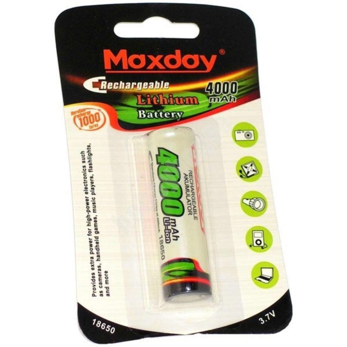 GENERICO - Pila Batería Recargable Litio 18650 Maxday 4000mah Linterna