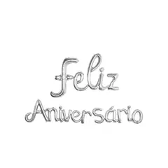 GENERICO - Set De Globos Feliz Aniversaio Plateado 160x44 Y 63x44cm