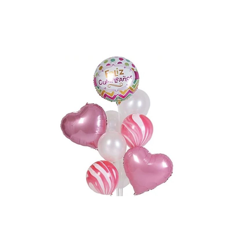 GENERICO - Set De Globos De Cumpleaños Color Rosa 9pcs