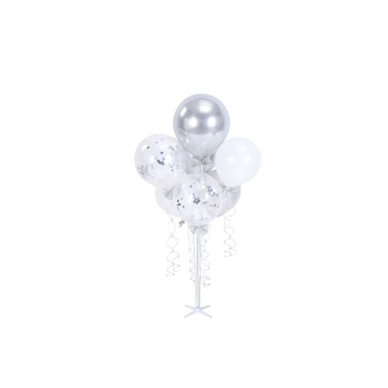 GENERICO - Set De Globos Con Pedestal 7pcs Plateado