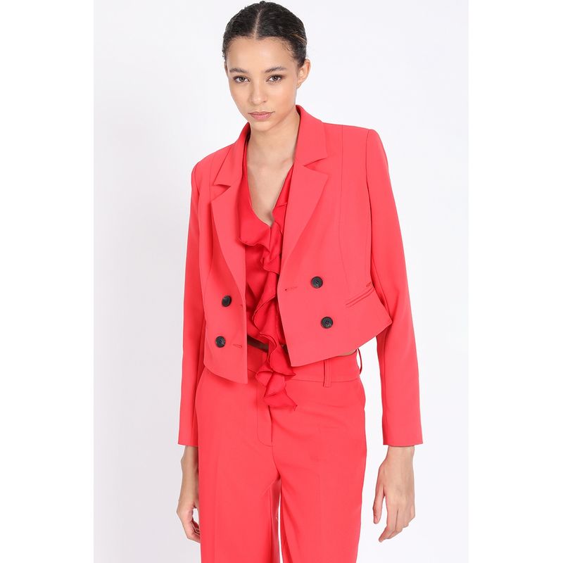 LIOLA - Blazer Cropped Cruzado, Rojo Liola.