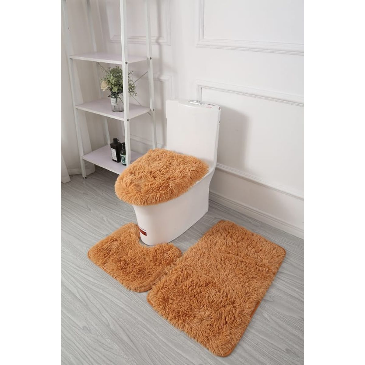 GENERICO - JUEGO DE BAÑO PELUDITOS DE COLOR 3 PIEZAS