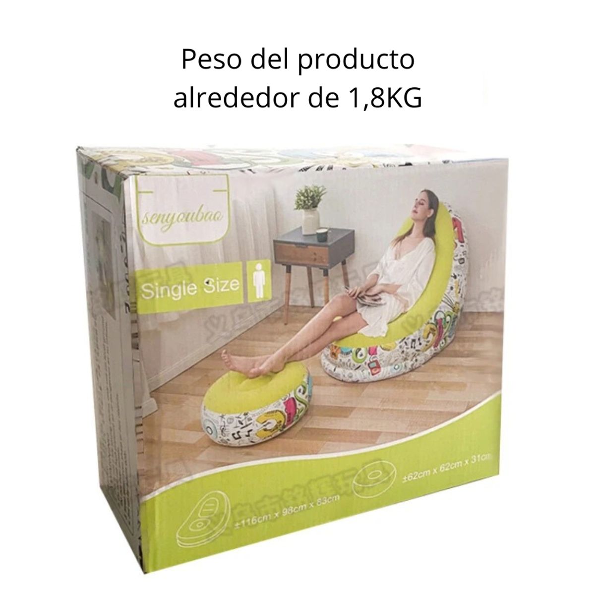 GENERICO - Sillon Inflable Con Reposa Pies