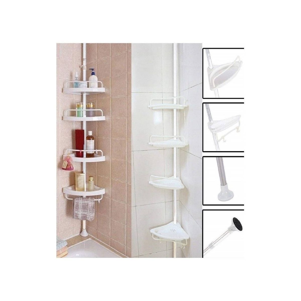 GENERICO - Esquinero De Ducha Multi-uso 4 Repisas Ajustable